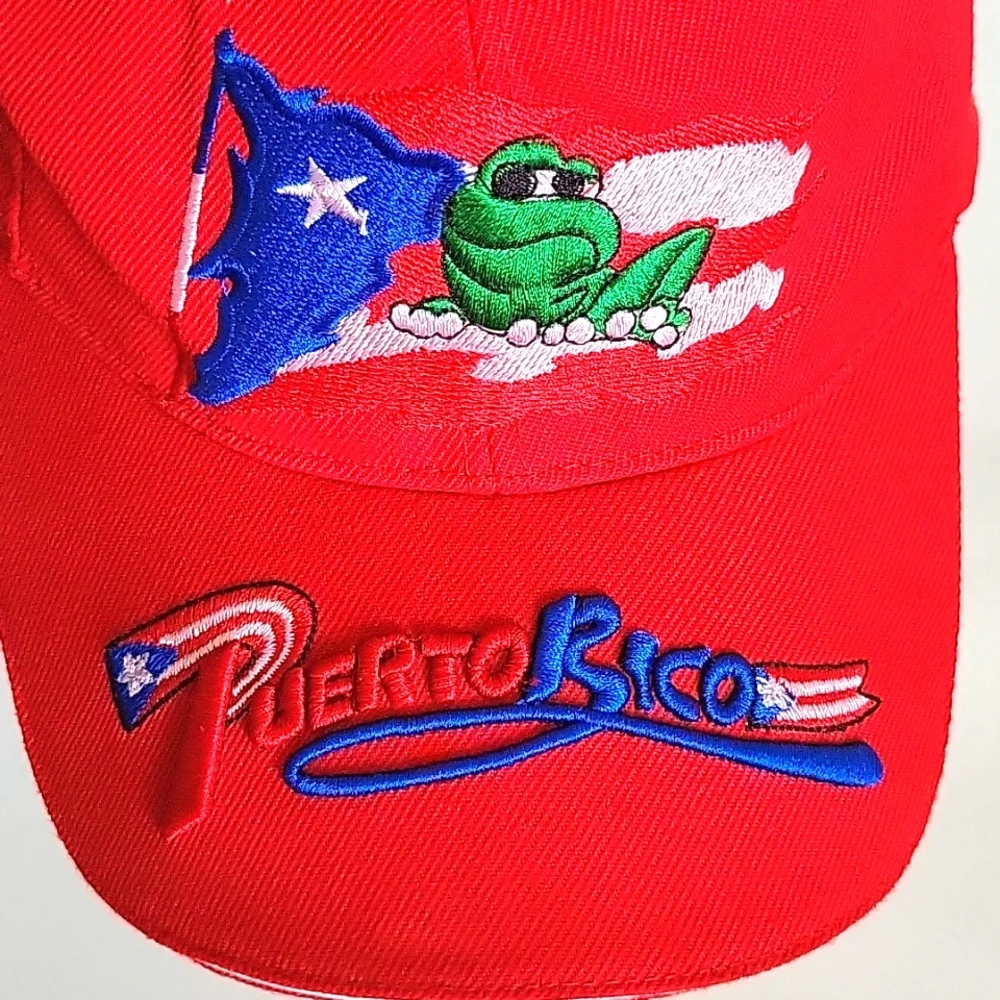 Puerto Rico PR Red Embroider Baseball Cap Hat Adjustable - Picture 3 of 6